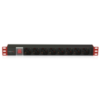 Techly I-CASE STRIP-18C20 unidad de distribución de energía (PDU) 8 salidas AC 1U Negro, Rojo
