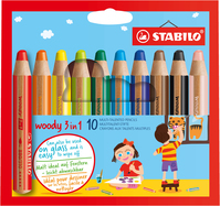 STABILO woody 3 in 1, multitalent kleurpotlood, etui met 10 kleuren