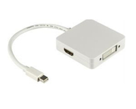 Deltaco DP-MULTI1 video cable adapter 0.2 m Mini DisplayPort DisplayPort + DVI + HDMI White