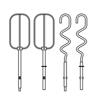 FOODIE Schneebesen + Knethaken für Handmixer, Z00604- steel, Maße: 92 x 92 x 80