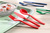 Kinderzeug Besteck-Set BRISE, orange 3-teilig: Messer, Gabel, Löffel,
