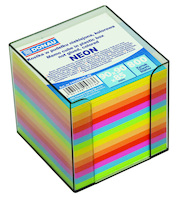 Kostka DONAU nieklejona, w pudełku, 95x95x95mm, ok. 800 kart., neon, mix kolorów