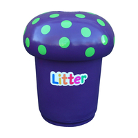 Mushroom Litter Bin - 90 Litre - with Spots and Litter Letters - Purple (10-14 working days) - Galvanised Steel Liner