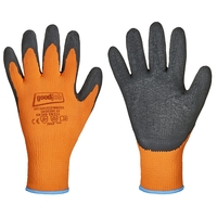 ECO WINTER Handschuhe GOODJOB® Polyes./Schrumpf-Latex, Orange/Schwarz Gr.10 H
