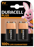 Paquete de 2 pilas Duracell Plus de 9 voltios / 6LR61