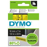 Dymo D1 Tape for Electronic Labelmakers 12mmx7m Black on Yellow Ref 45018 S0720580