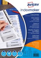 Avery Indexmaker Divider 12 Part A4 Punched 190gsm Card White with White Mylar T