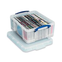 Really Useful 18L Plastic Storage Box With Lid W480xD390xH200mm CD/DVDs Clear EB