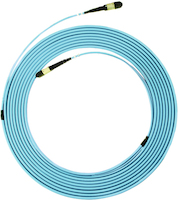 MTP / MPO LWL Patchkabel, Multimode OM3-Faser, 2x MTP / MPO Buchse, türkis, 50,0 m