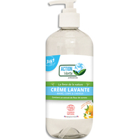 ACTION VERTE Crème Lavante 3 en 1 : Mains, Corps, Cheveux Parfum naturel Miel & Fleur d'oranger 500ml