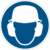 Kombischild - Gehör- und Kopfschutz benutzen, Blau, 10 cm, Magnetfolie, Weiß