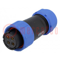 Plug; SP21; female; PIN: 4; IP68; 7÷12mm; 30A; soldering; for cable
