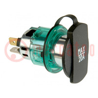 Car lighter socket; car lighter socket x1; 20A; green; blister