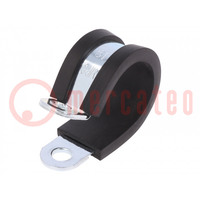 Fixing clamp; ØBundle : 19mm; W: 19mm; steel; Cover material: EPDM
