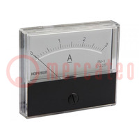 Ampermérő; panelre; I DC: 0÷3A; Osztály: 2,5; 70x60mm