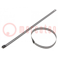 Cable tie; L: 225mm; W: 7mm; stainless steel AISI 304; 445N; black