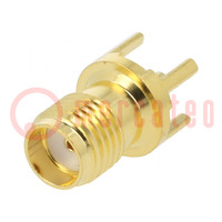 Connector: SMA; contact; vrouwelijk; recht; 50Ω; THT; op PCB; PTFE