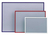 Modellbeispiele: Unitex -P- Wechselrahmen von links: enzianblau, rubinrot, reinweiß