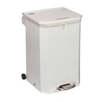 Waste Bins - 50 Litre Metal Waste Bin Soft Close Foot Operated Metal - White Lid. Non Returnable