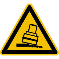 Warnung vor Kippgefahr beim Walzen Warnschild, selbstkl. Folie, Größe 10cm DIN 4844-2 D-W024