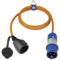 AS - SCHWABE CABLE ADAPTADOR CEE PARA CARAVANA CON CABLE DE POLIURETANO DE 1,5 M, ENCHUFE CEE + PANTALLA DE VOLTAJE POWERLIGHT Y