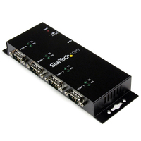 StarTech.com 4 Port USB to DB9 RS232 Serial Adapter Hub – Industrial DIN Rail and Wall Mountable