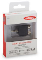 Ednet Audio Adapter, 1x 3.5mm - 2X RCA St/Bu/Bu, schwarz, gold