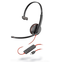 POLY Blackwire 3210 Headset Bedraad Hoofdband Oproepen/muziek USB Type-C Zwart