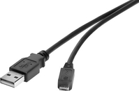 Renkforce RF-4463073 USB kábel 0,15 M USB 2.0 USB A Micro-USB B Fekete