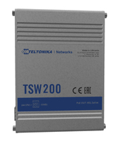 Teltonika TSW200 hálózati kapcsoló Beállítást nem igénylő (unmanaged) Gigabit Ethernet (10/100/1000) Ethernet-áramellátás (PoE) támogatása Alumínium