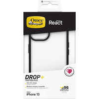 OtterBox React-hoesje voor iPhone 13, schokbestendig, valbestendig, ultradun, beschermende, getest volgens militaire standaard, Black Crystal