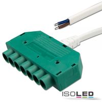 illustrazione di prodotto - Mini-Plug distributore a 6 vie femmina :: 1m :: 2x0.75 :: bianco-verde :: max. 24V / 10