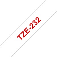 BROTHER szalag TZe-232, Fehér alapon Piros, Laminált, 12mm 0.47", 8 méter