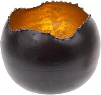 Teelichthalter schwarz/gold Rund Metall Ø 9cm