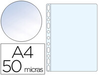 Funda Multitaladro Q-Connect Din A4 50 Mc Cristal Caja de 100 Unidades