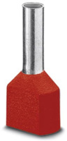 Isolierte Doppel-Aderendhülse, 10 mm², 26 mm/14 mm lang, DIN 46228/4, rot, 32010