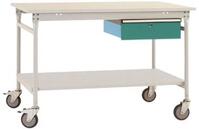 Manuflex TP5341.0001 Komplett BASIS oldalsó asztal melamin tetejével + egyetlen fiókkal, szélesség nagysága: 1250 x 800 x 850 mm Szürke, Zöld