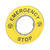 Schild Ø60 für Not-Halt-Taster, EMERGENCY STOP/Logo ISO13850