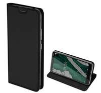DUX DUCIS SKIN PRO tok álló, bőr hatású (FLIP, oldalra nyíló, bankkártya tartó, asztali tartó funkció) FEKETE [Nokia 1 Plus]