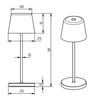 Outdoor LED Akku-Tischleuchte BUNDLE CANIS MINI, IP65 IK04, 2.3W 2200/2700K, mit Touch-Sensor + USB-Ladesockel, schwarz