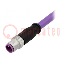 Plug; M12; PIN: 4; male; B code-Profibus; 1m; Insulation: PVC; cables