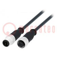 Kabel: voor sensoren/ automaten; PIN: 4; M12-M12; 7,5m; stekker
