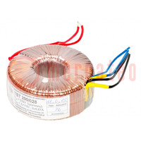 Transformer: toroidal; 200VA; 230VAC; 115V; 115V; 0.86A; 0.86A; IP00