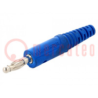 Connector: 4mm banana; plug; 10A; 33VAC; 70VDC; blue; nickel plated