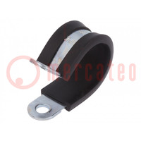 Fixing clamp; ØBundle : 23mm; W: 15mm; steel; Cover material: EPDM