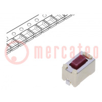 Microschakelaar TACT; SPST; pos: 2; 0,05A/12VDC; SMT; 2,6N; 4,3mm