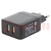 Power supply: switching; mains,plug; 5VDC; 2A; 10W; Plug: EU; 80.21%