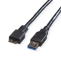 ROLINE USB 3.2 Gen 1 Cable, A - Micro B, M/M, black, 0.8 m