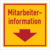 Winkelschild - Mitarbeiterinformation, Rot/Gelb, 20 x 20 cm, Kunststoff, Seton