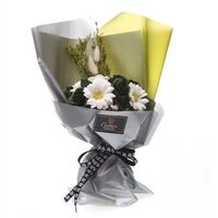 Artificial Soap Flower Bouquet - 40cm, White & Green